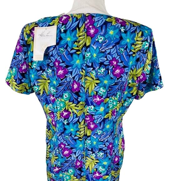 New Kathie Lee Collection Womans Sz 12 Floral Blue Dress Vintage NWT - Picture 5 of 7